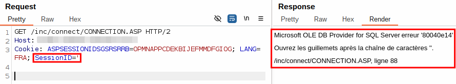 Request triggering sql error