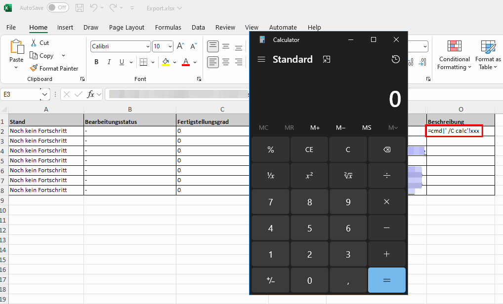 rce via csv injection